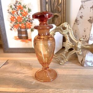 Vintage Dark Amber Glass Perfume Decanter Bottle With Stopper